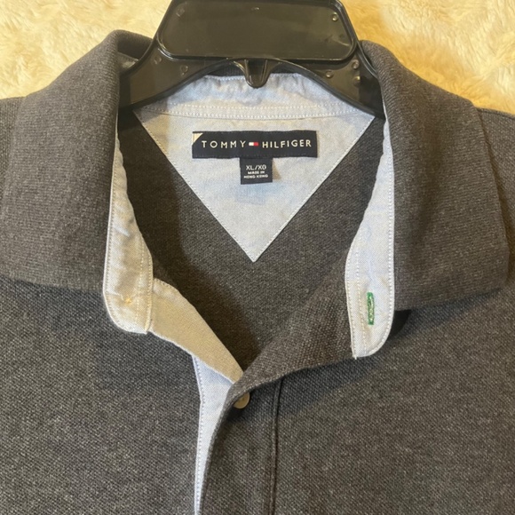 TOMMY HILFIGER Mens Collared Polo Shirt Size XL Gray 100% Cotton Cuffed Sleeves - Picture 4 of 4